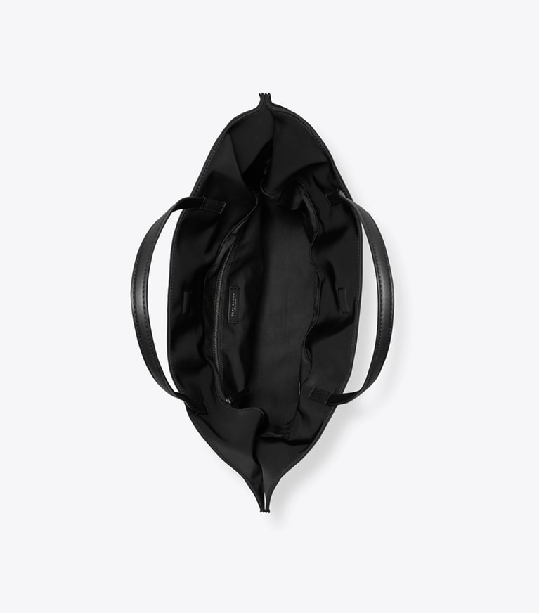 Tory Burch designer tote bags Ella Nylon Drawstring Tote in Black overhead