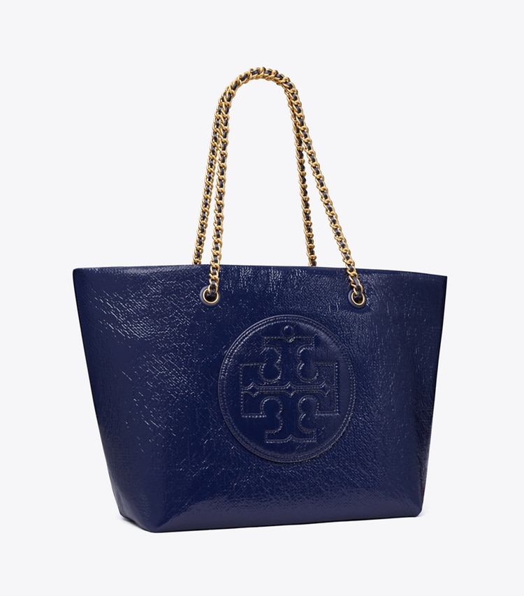 Tory Burch designer トートバッグ エラ クリンクルパテント チェーントート in Tory Navy angle