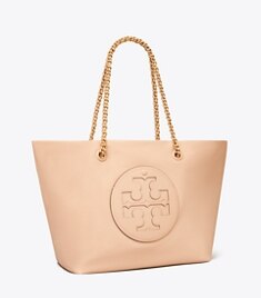 TORY BURCH Ella Pink with Brown Leather Trim Tote Bag. selling