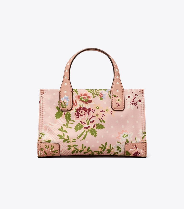 Tory Burch designer tote bags Ella Printed Micro Tote in Sugar Berry angle