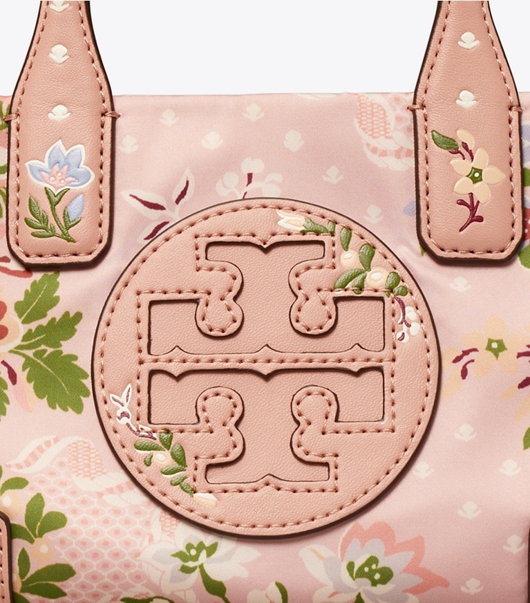 Tory Burch designer tote bags Ella Printed Micro Tote in Sugar Berry angle