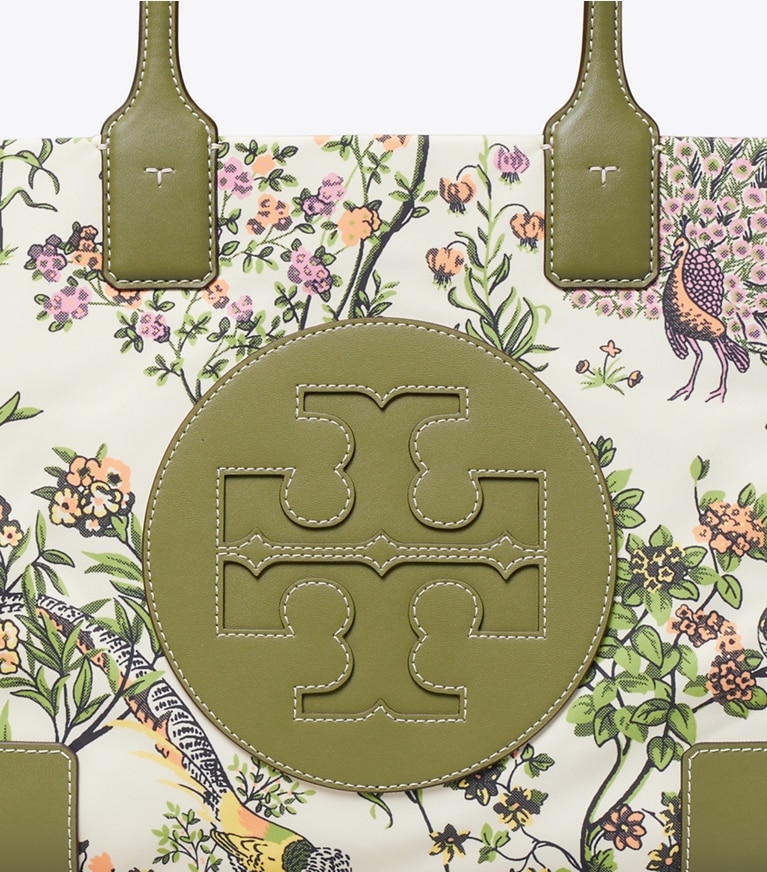Tory Burch designer tote bags Ella Printed Mini Tote Bag in Winter Sage angle