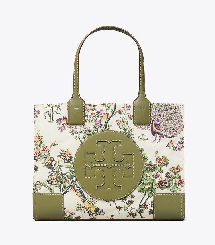 Tory Burch designer tote bags Ella Printed Mini Tote Bag in Winter Sage front