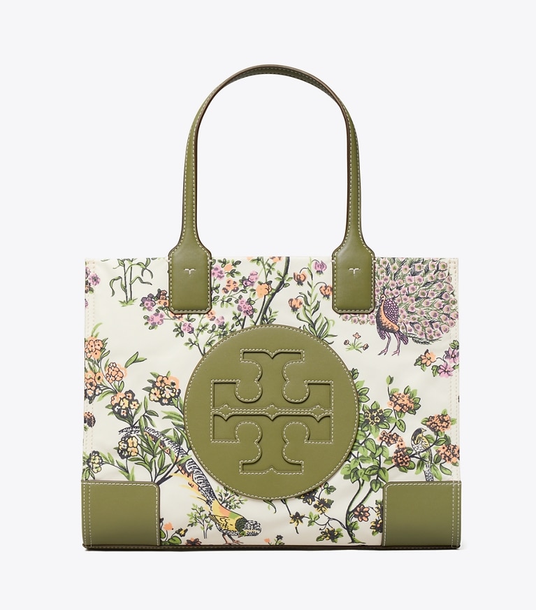 Tory Burch designer tote bags Ella Printed Mini Tote Bag in Winter Sage angle