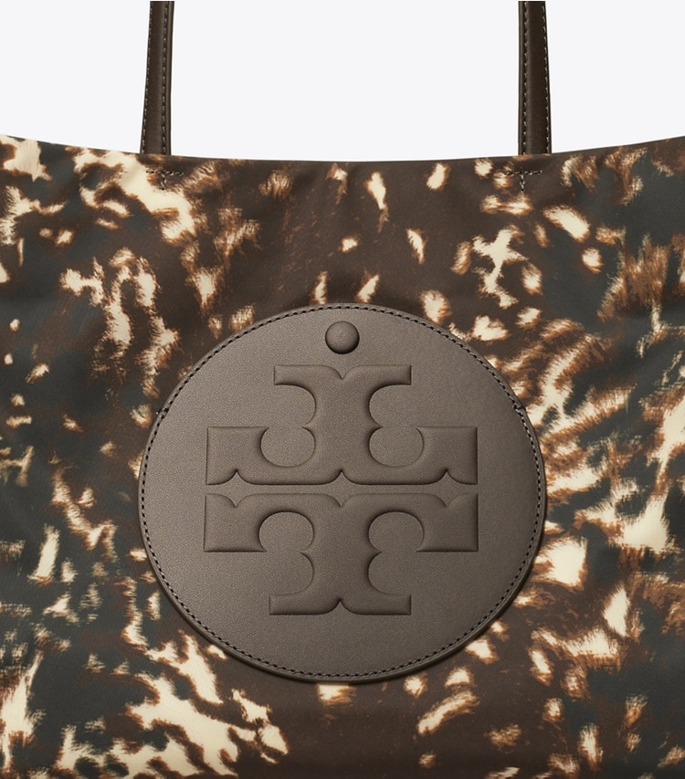 Tory Burch designer tote bags Ella Printed Nylon Small Tote in Fall Fawn detail