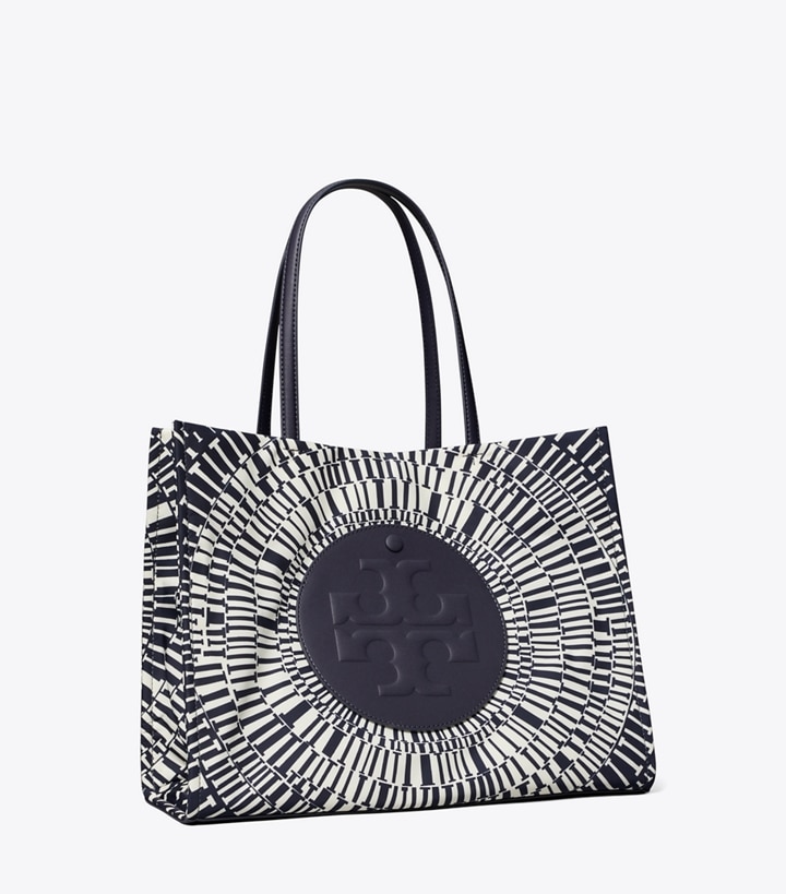 Tory Burch designer tote bags Ella Printed Small Tote in Navy Circle angle
