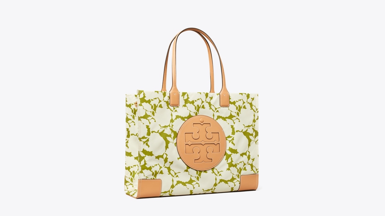 Tory Burch Ella Floral Tote Bag Sage Green in Canvas - US