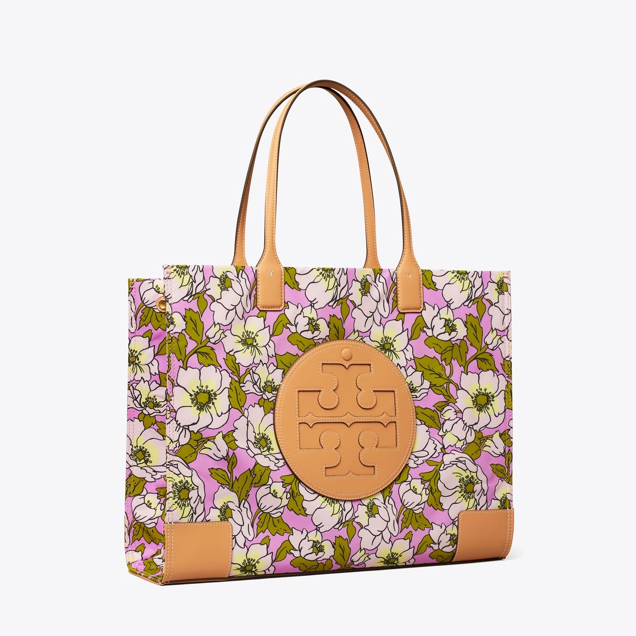 Tory Burch Pink Floral Print Nylon and Leather Ella Tote Tory