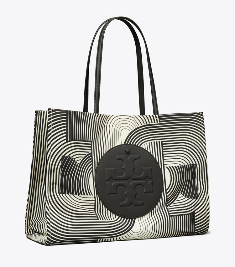 Tory Burch designer tote bags Ella Printed Tote in Infinity T Ella angle