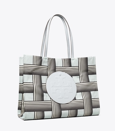 Tory Burch designer トートバッグ エラ プリント トートバッグ in Block Print Blue angle