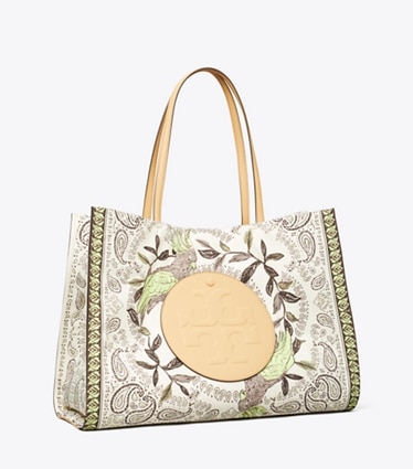 Tory Burch designer tote bags Ella Printed Tote in Mint Cockatoo angle