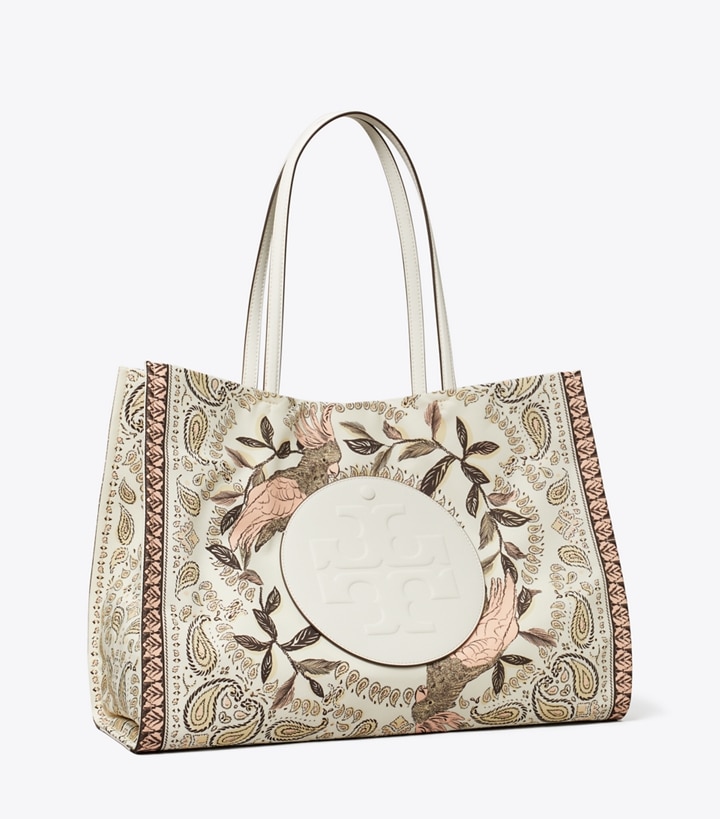 Tory Burch designer tote bags Ella Printed Tote in Pink Cockatoo angle