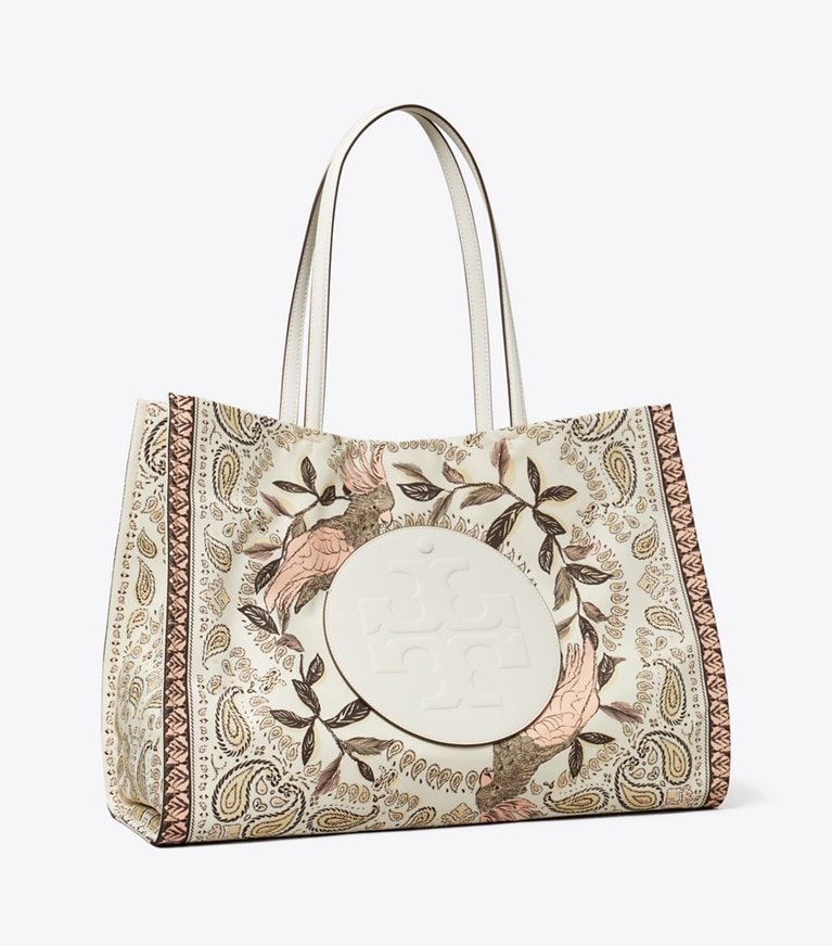 Tory Burch designer tote bags Ella Printed Tote in Pink Cockatoo angle