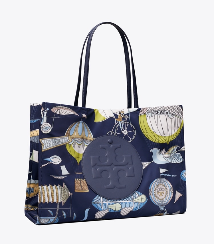 Tory Burch designer tote bags Ella Printed Tote in Hot Air Balloon Navy angle