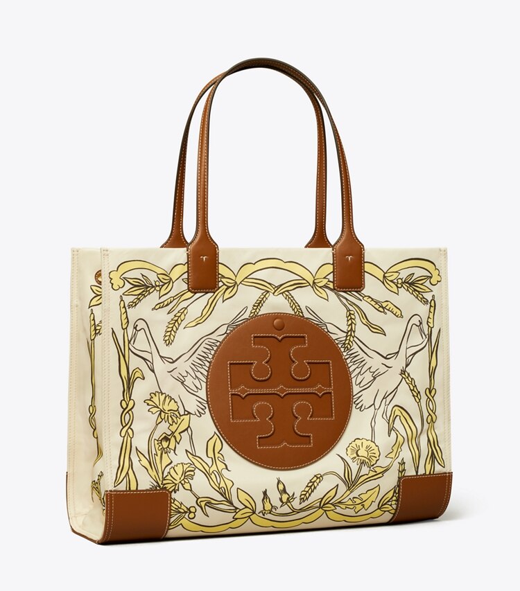 Tory Burch designer tote bags Ella Printed Tote in MORNING CRANE angle