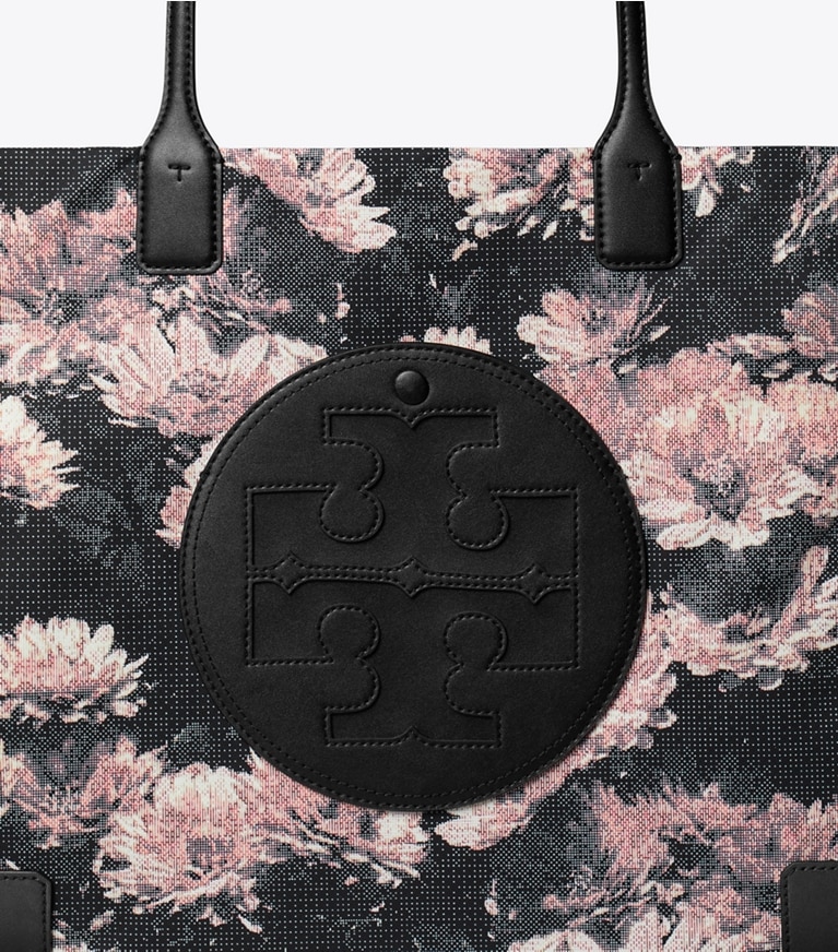 Tory Burch designer tote bags Ella Printed Tote Bag in Pink Pixel Floral angle