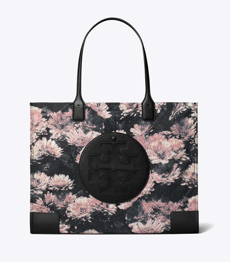 Tory Burch designer tote bags Ella Printed Tote Bag in Pink Pixel Floral angle