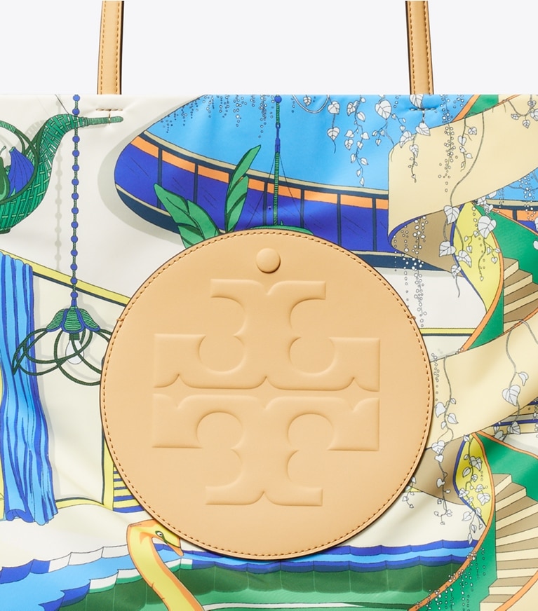 Tory Burch designer tote bags Ella Printed Tote in The Pool Blue detail