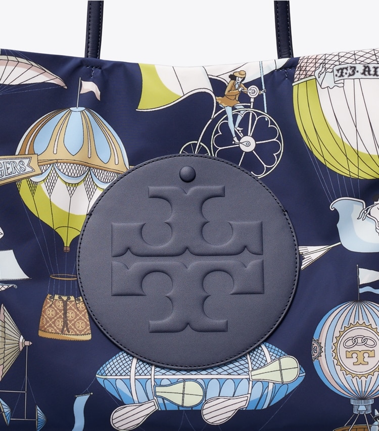 Tory Burch designer tote bags Ella Printed Tote in Hot Air Balloon Navy detail