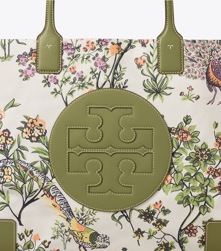 Tory Burch designer tote bags Ella Printed Tote in Winter Sage angle