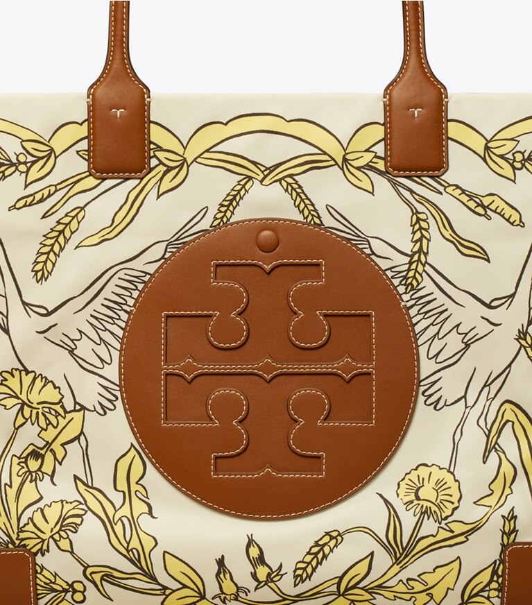 Tory Burch designer tote bags Ella Printed Tote in MORNING CRANE angle