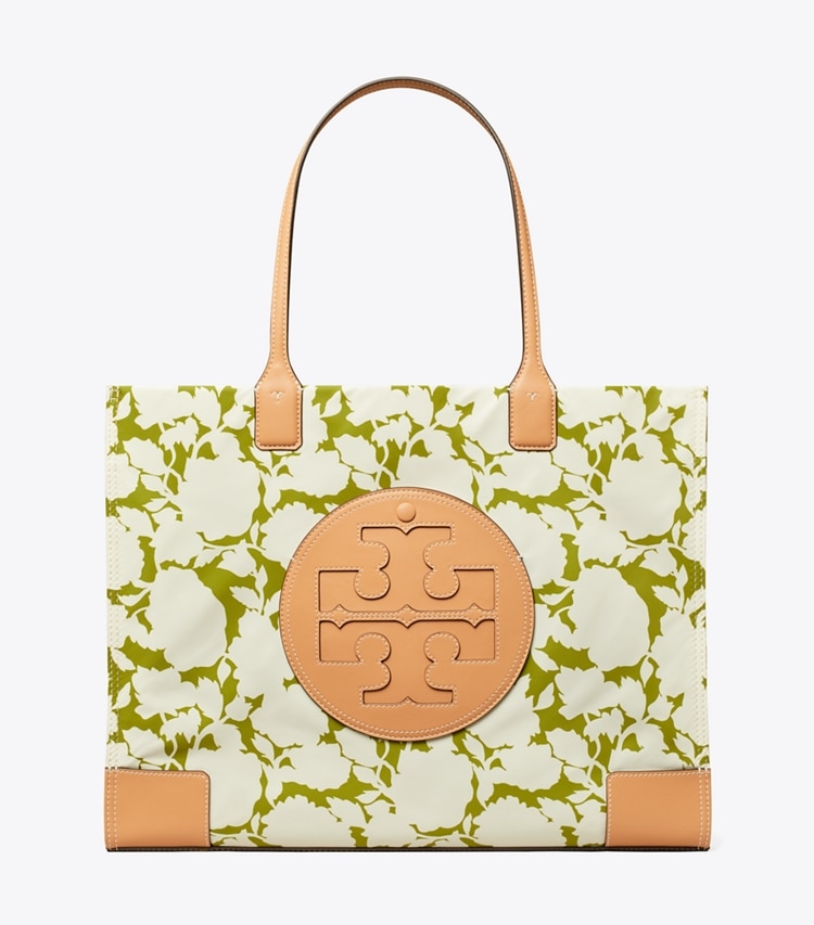 Tory Burch designer tote bags Ella Printed Tote in Green Bold Flower front