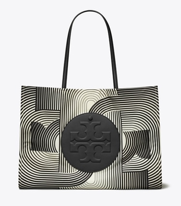 Tory Burch designer tote bags Ella Printed Tote in Infinity T Ella front
