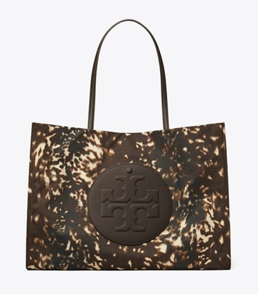Tory Burch designer tote bags Ella Printed Tote in Fall Fawn front