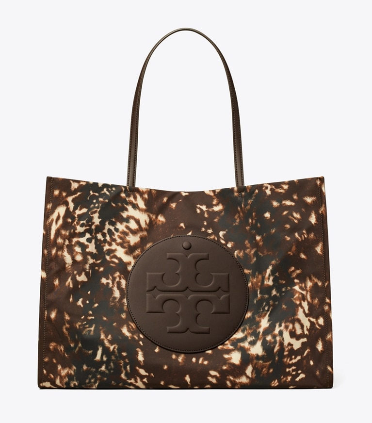 Tory Burch designer tote bags Ella Printed Tote in Fall Fawn angle