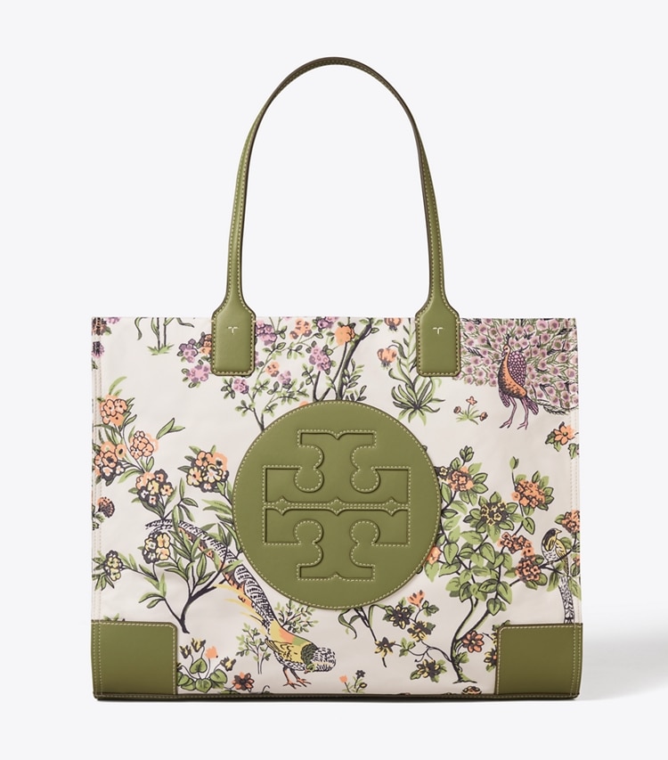 Tory Burch designer tote bags Ella Printed Tote in Winter Sage front