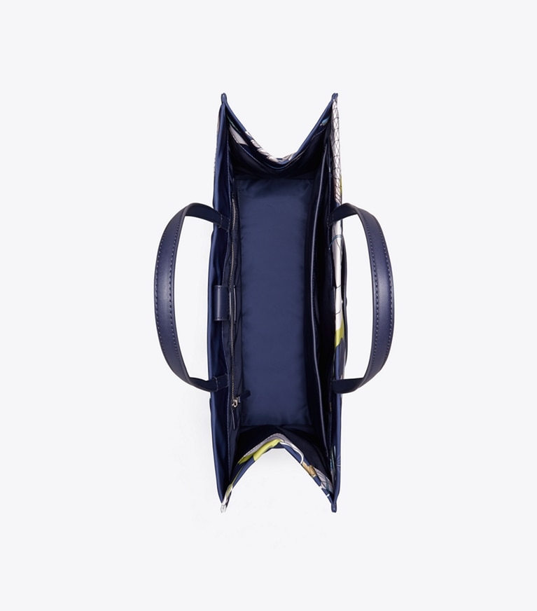 Tory Burch designer tote bags Ella Printed Tote in Hot Air Balloon Navy overhead