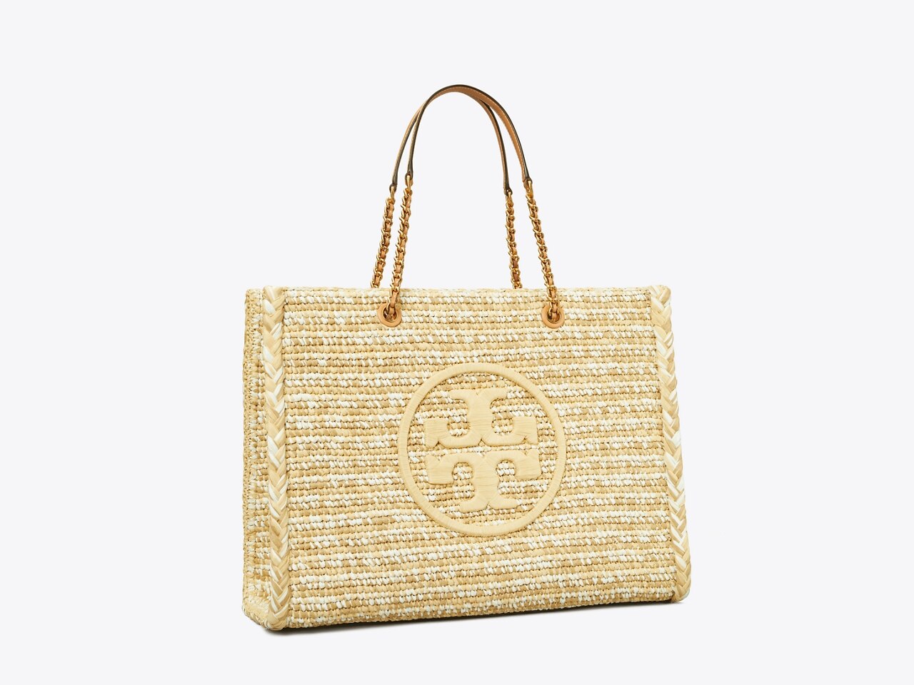 Tory Burch Leather And Raffia Bucket Bag in Natural