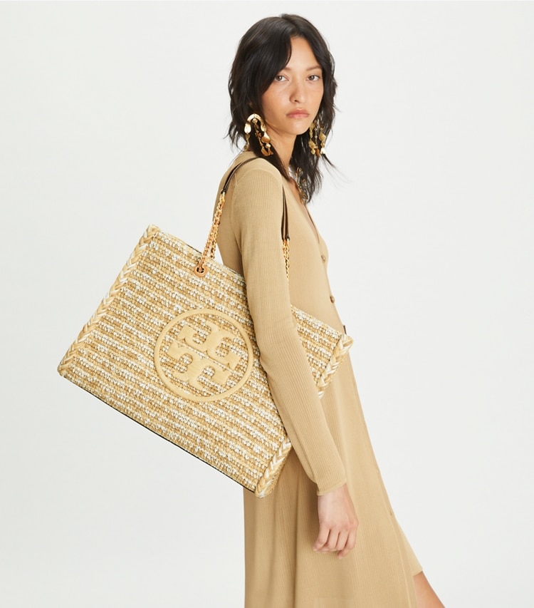 Ella Raffia Mélange Chain Tote: Women's Designer Tote Bags | Tory