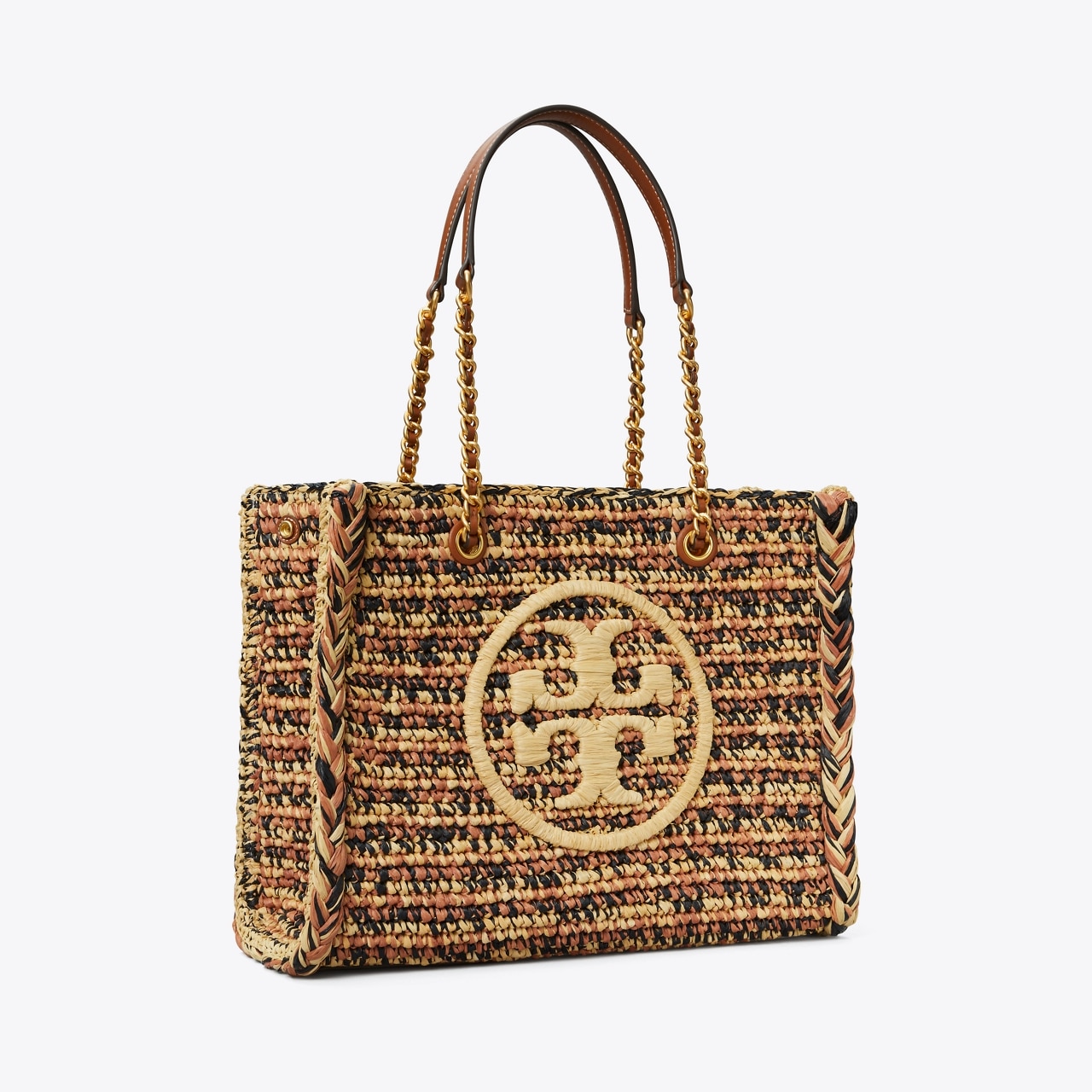 Ella Small Raffia Tote Bag in Black - Tory Burch