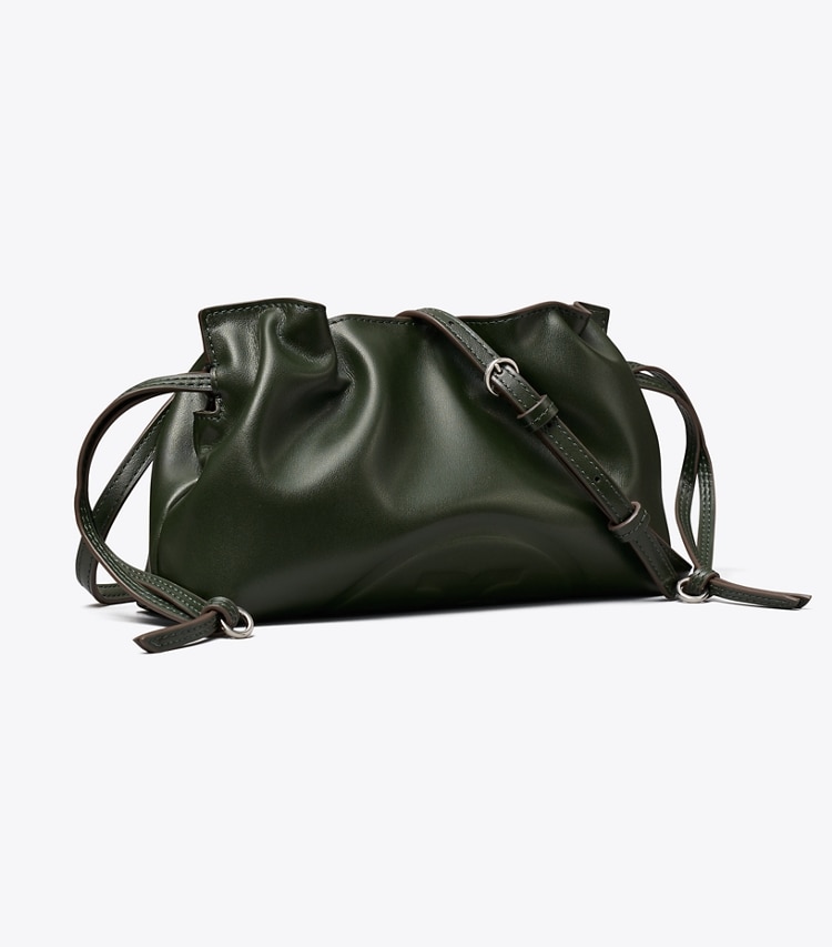 Tory Burch designer crossbody bags Ella Recycled Drawstring Pouch in Pine Tree angle