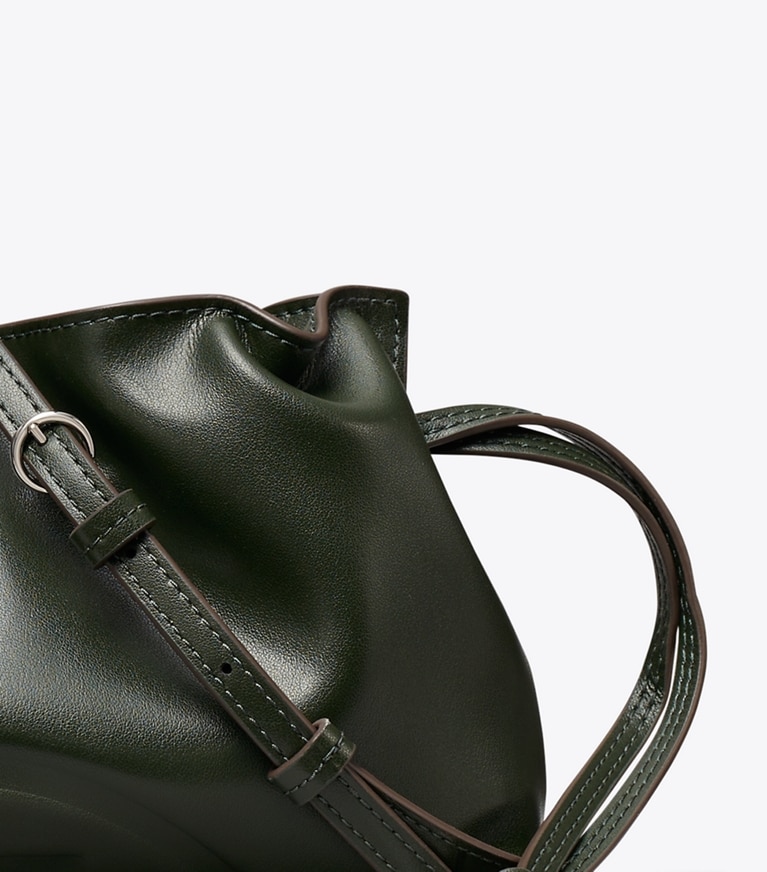 Tory Burch designer crossbody bags Ella Recycled Drawstring Pouch in Pine Tree detail
