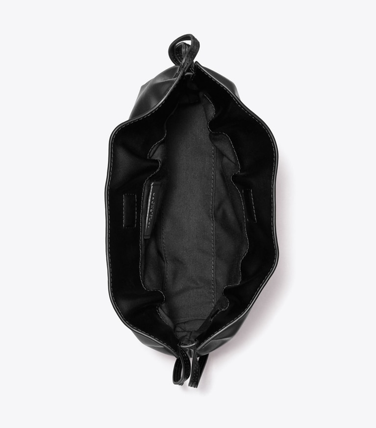 Tory Burch designer crossbody bags Ella Recycled Drawstring Pouch in BLACK overhead