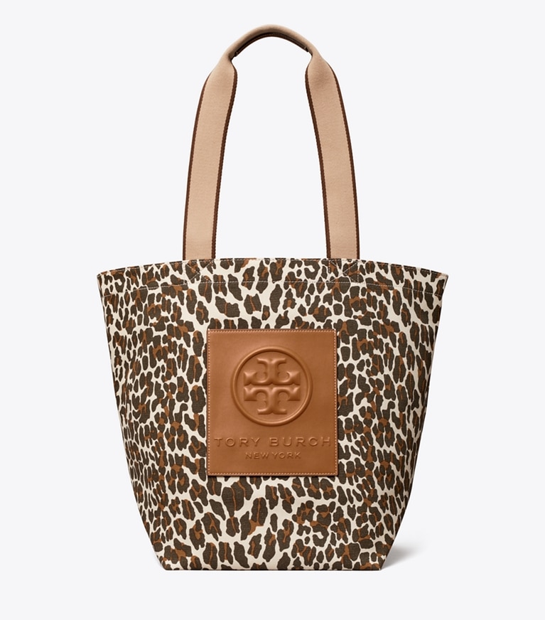 Tory Burch designer tote bags Ella Reversible Market Tote  in REVA LEOPARD angle