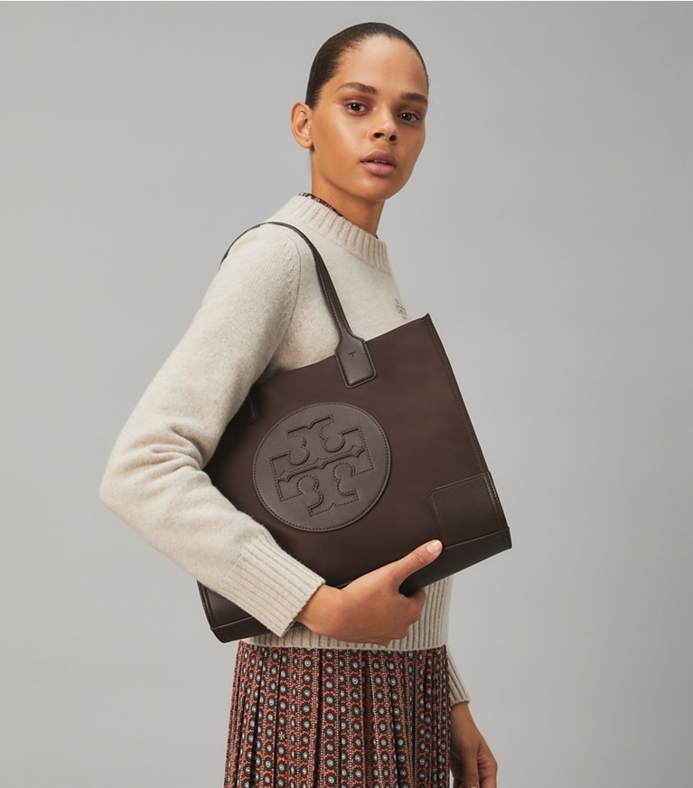 Tory Burch designer crossbody bags Ella Small Tote Bag in TEMPRANILLO angle