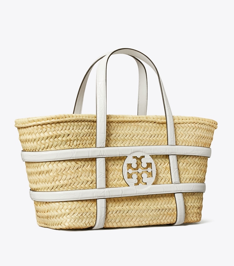 Tory Burch designer tote bags Ella Straw Basket in Blanc angle