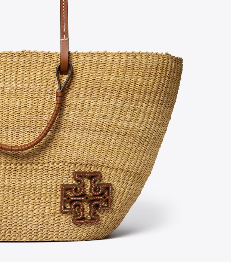 Tory Burch designer tote bags Ella Straw Basket Tote in Natural angle