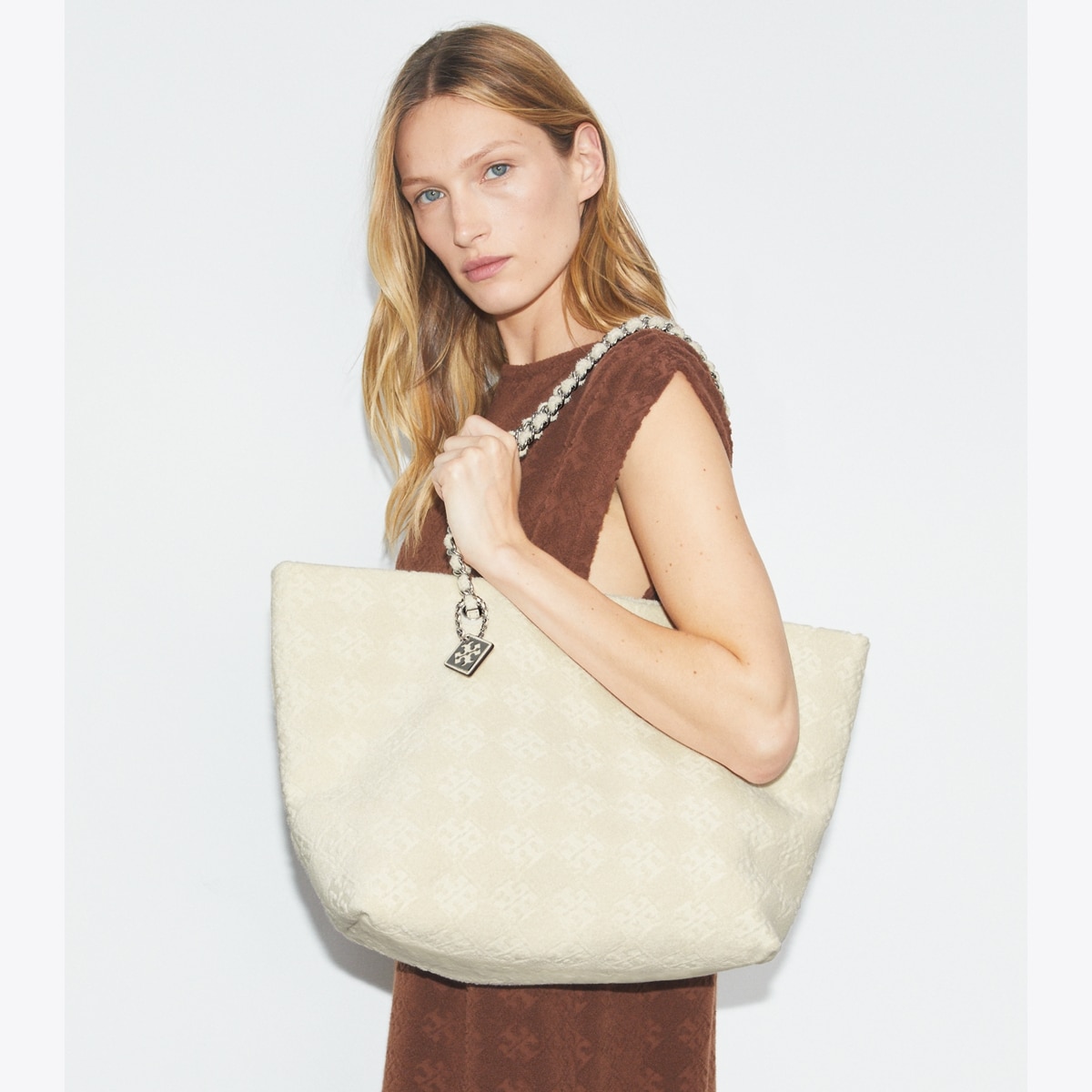 トートバッグ Tory Burch Borsa Ella Terry In Cotone ella-terry-chain-tote-
