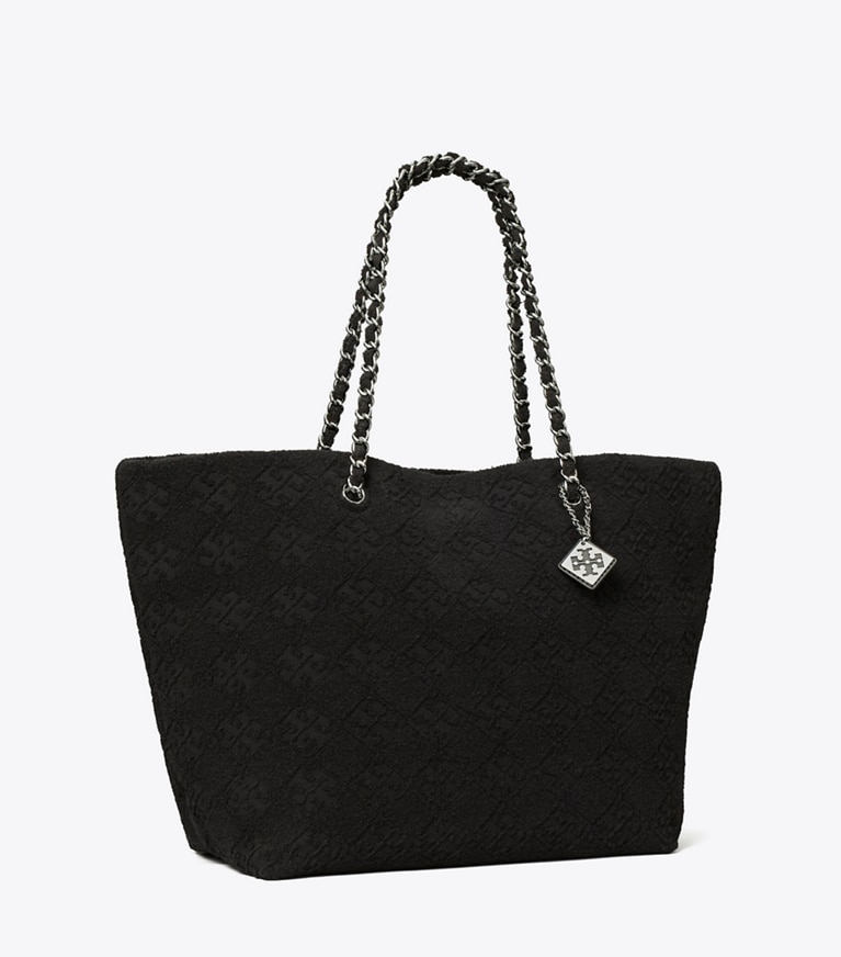 Tory Burch designer トートバッグ エラ テリー チェーン トートバッグ in Black angle