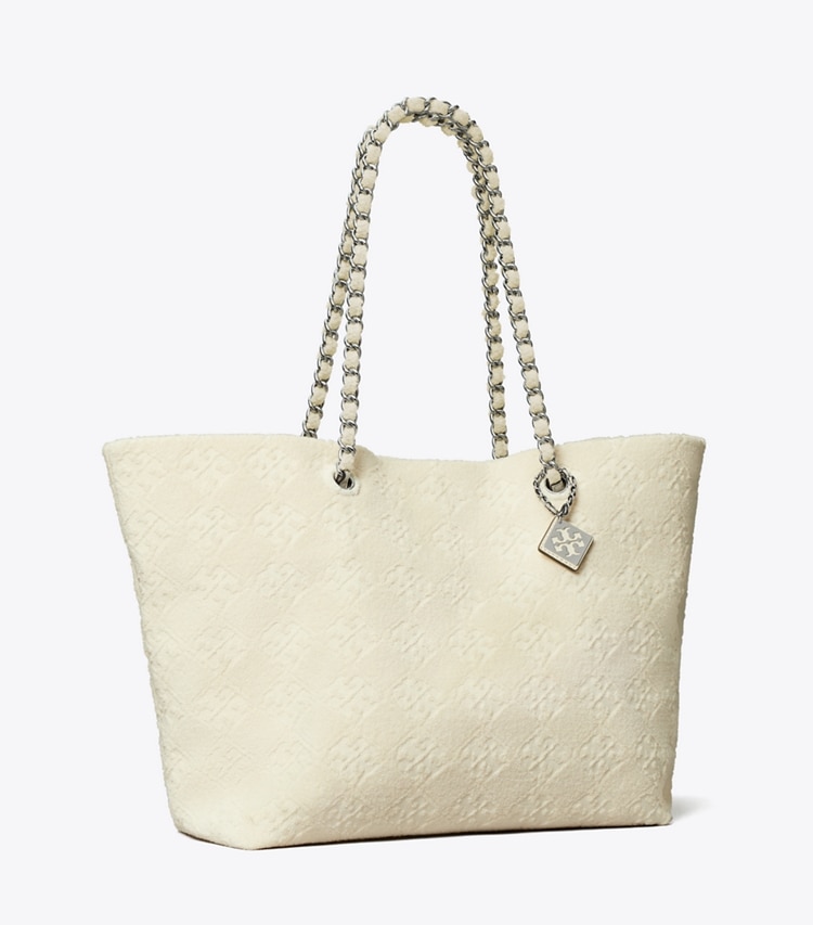 Tory Burch designer tote bags Ella Terry Chain Tote in Pearl angle