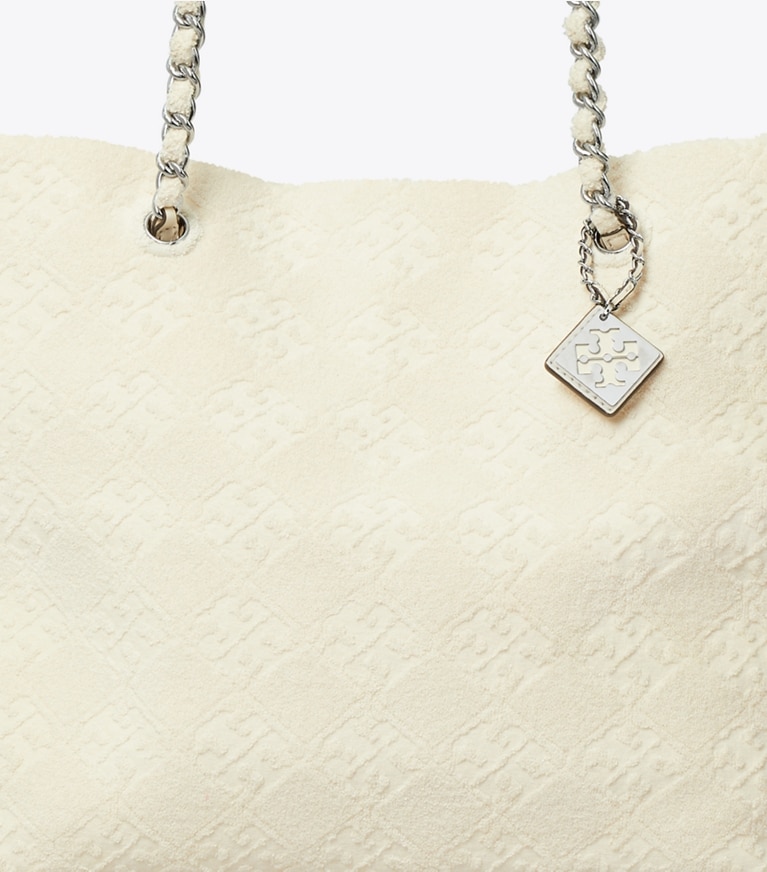Tory Burch designer tote bags Ella Terry Chain Tote in Pearl angle