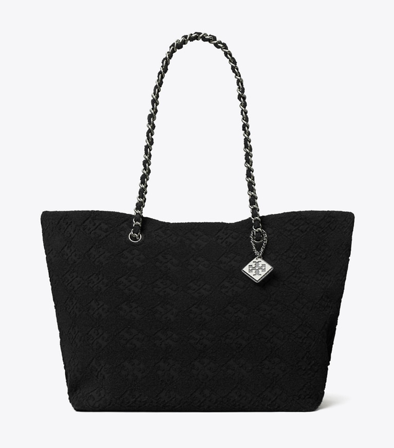 Tory Burch designer トートバッグ エラ テリー チェーン トートバッグ in Black angle
