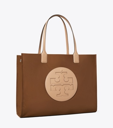 Tory Burch designer tote bags Ella Tote in Fresh Truffle angle
