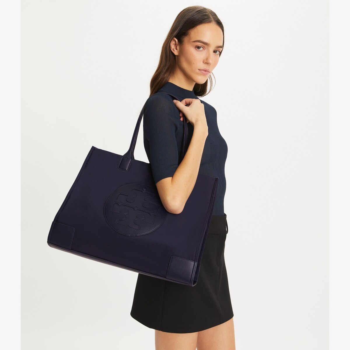 Tory Burch Navy Nylon Large on sale Ella Tote