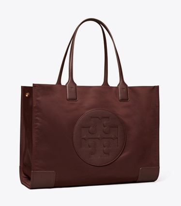 Tory Burch designer tote bags Ella Tote Bag in TEMPRANILLO angle