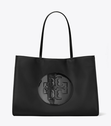 Tory Burch designer tote bags Ella Tote Bag aus Lackleder in Black front